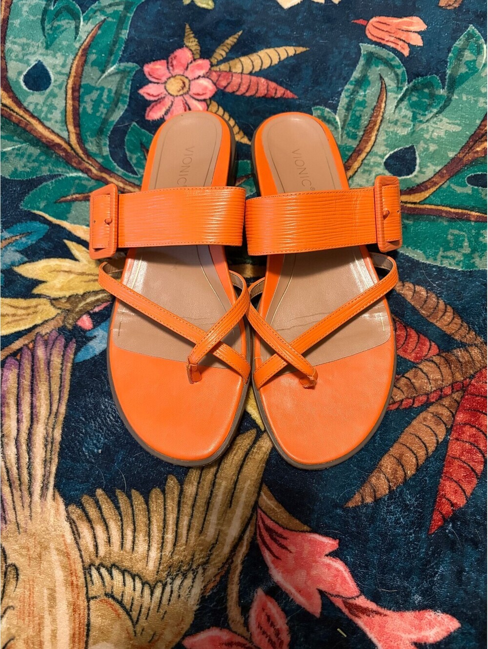 Vionic Julep Orange Strappy Slide Sandals Size 9
